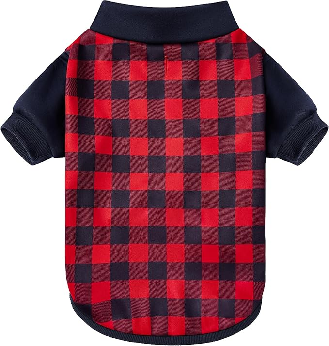 Ugly Christmas Dog Sweater – Soft & Warm Turtleneck Dog Outfit with Leash Hole, Cold-Weather Coat for Dogs & Cats, Perfect for Christmas (Red & Navy Blue, Small)