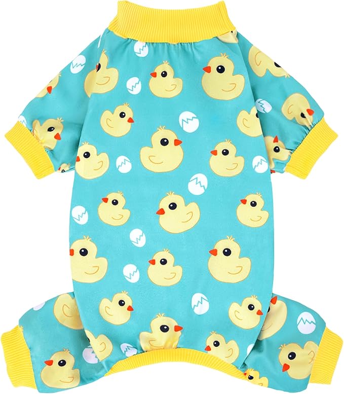 XPUDAC Dog Pajamas Soft Stretchy Duck Dog Clothes for Small Medium Dogs Pet Jumpsuit Puppy Onesie Outfits Cat Apparel-M