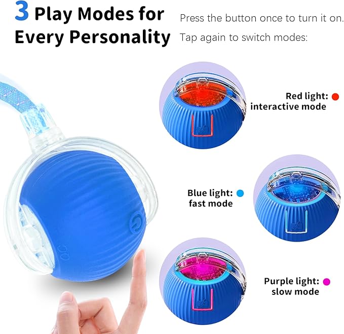 Interactive Cat Toys for Indoor Cats Smart Automatic Ball Rolling for Bored Kitten Pet Upgraded Speedy Moving Chase Dogs Toy Mothers Day Gifts Blue Dragonfly