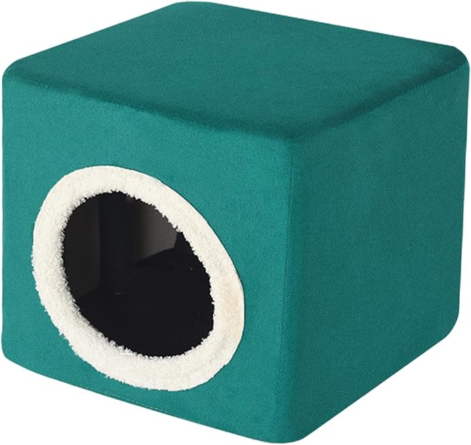 Baoblaze Cat House Cat Bed for Hideaway Furniture Sturdy Covered Cat Bed Cave Pet Condo for Cats Exercising Sleeping, Dark Green