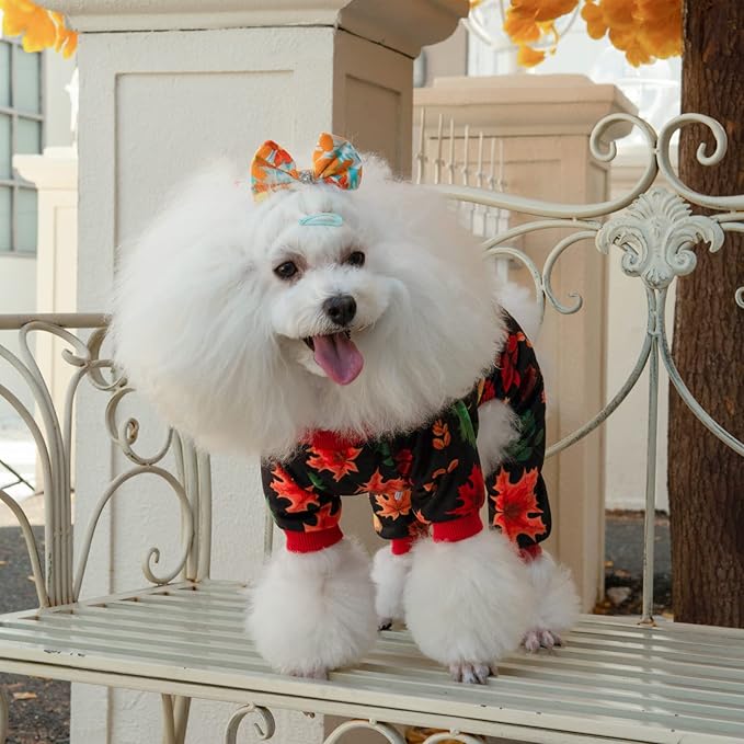 CuteBone Dog Halloween Pajamas Puppy Onesies Small Dogs Soft Pjs Coat Cat Apparel Comfy Pet Christmas Clothes Outfit Doggie Bodysuit P265M