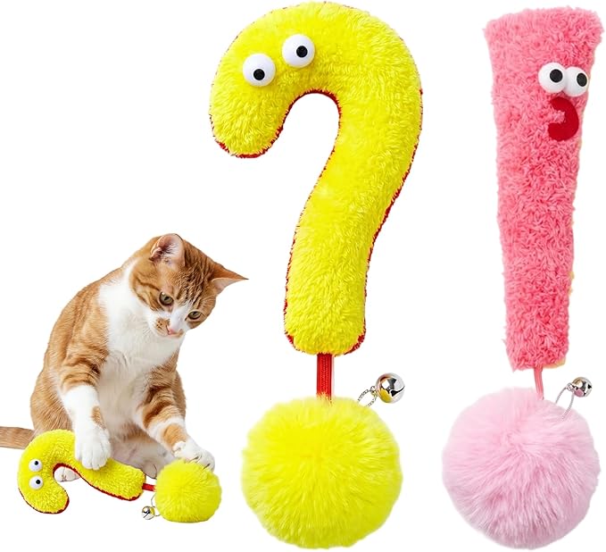 Walfront Interactive Cat Toy Self Play Plush Cat Toy with Bell Base, Boredom Relief Kitten Toy for Indoor Cats, Soft Durable Cat Exercise Toy for Energy Release Furniture Protection Cute Pet Toy