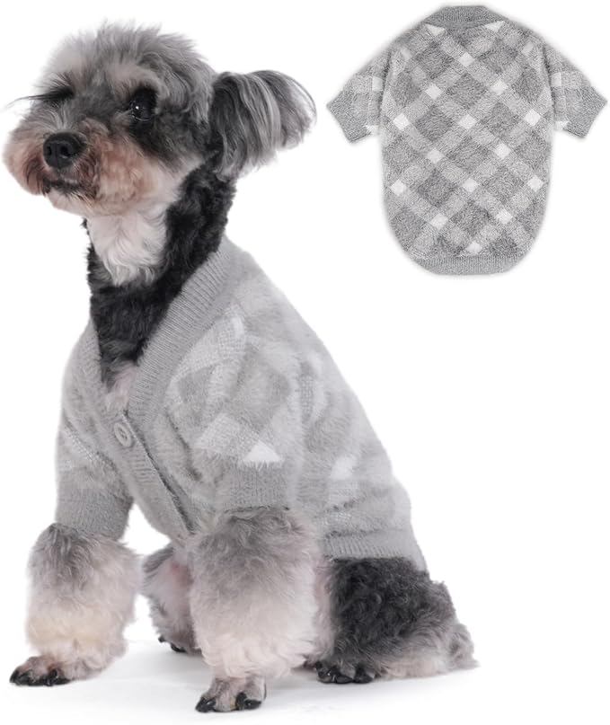 Dog Sweater, Sweaters for Small Dogs, Warm Soft Pet Clothes for Puppy, Medium Large Cat, Dogs Girl or Boy, Dog Shirt for Winter Christmas (Grey, Small)