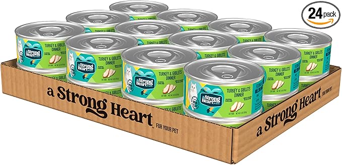 A Strong Heart Canned Wet Cat Food, Turkey & Giblets Dinner - 5.5 oz Cans (Pack of 24), Made in The USA with Real Turkey & Savory Giblets