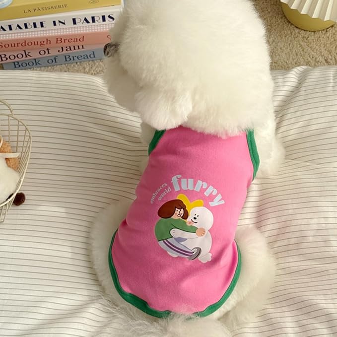 Pet Camisole Skirt Outfit for Small Dogs & Cats - Cute Spring Summer Printed Tank Top and Dress, Breathable Cat & Dog Clothing