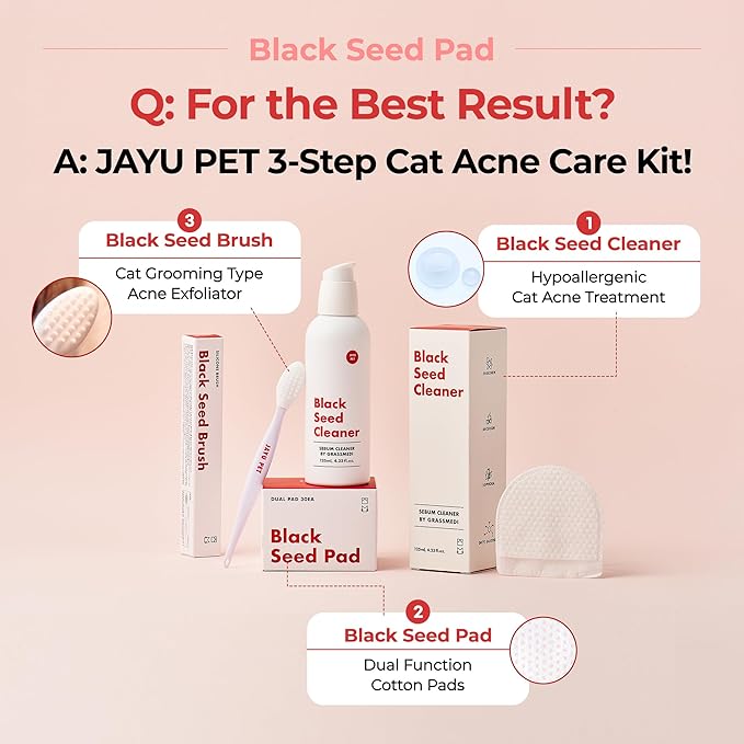 JAYU PET Black Seed Pad - Dry Cat Chin Acne Pad, Double-Sided Dry Pads for Removing Blackhead, 30pcs