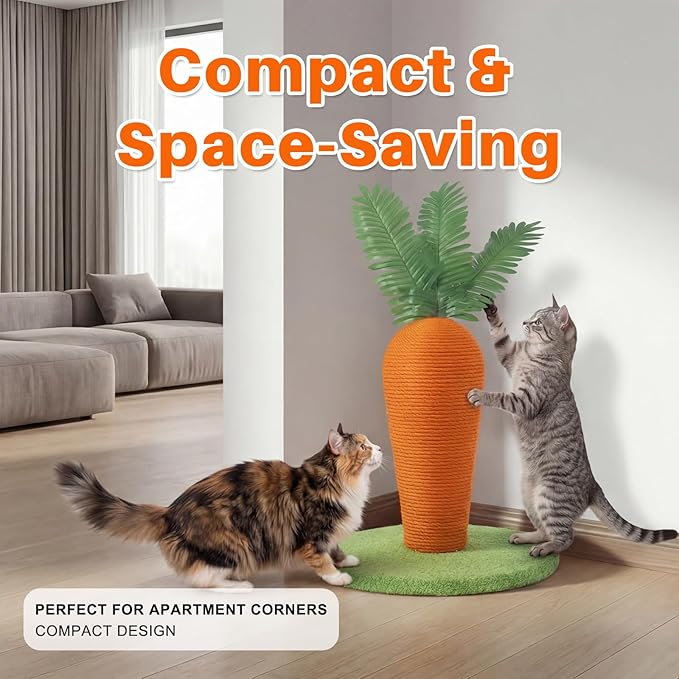 Carrot Shaped Cat Scratching Post – Perfect for Small Cats – Multi-Functional Toy for Scratching, Sleeping, and Play – Durable, Non-Toxic Material – Ideal for Kittens – Safe, Interactive Pet Fun