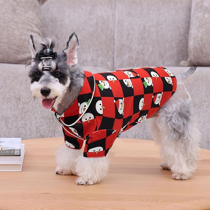 CuteBone Two-Leg Velvet Pet Christmas Pajamas Girl Dog Clothes - Soft, Cozy, and Stretchy Boy Pjs for Small, Medium Dogs and Cats Winter Sleepwear Apparel LTP14XS