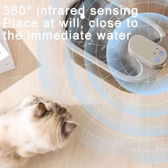 Smart Pet Water Fountain, 5000mAh Lithium Battery, Wireless Convenience, Silent Design, Suitable for Cats and Dogs