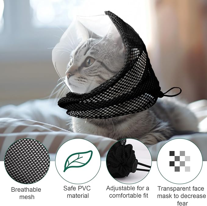 Adjustable Cat Muzzle for Grooming, Breathable Cat Muzzle with Transparent Anti-Bite Mask for Nail Trimming Bathing Vet Visits