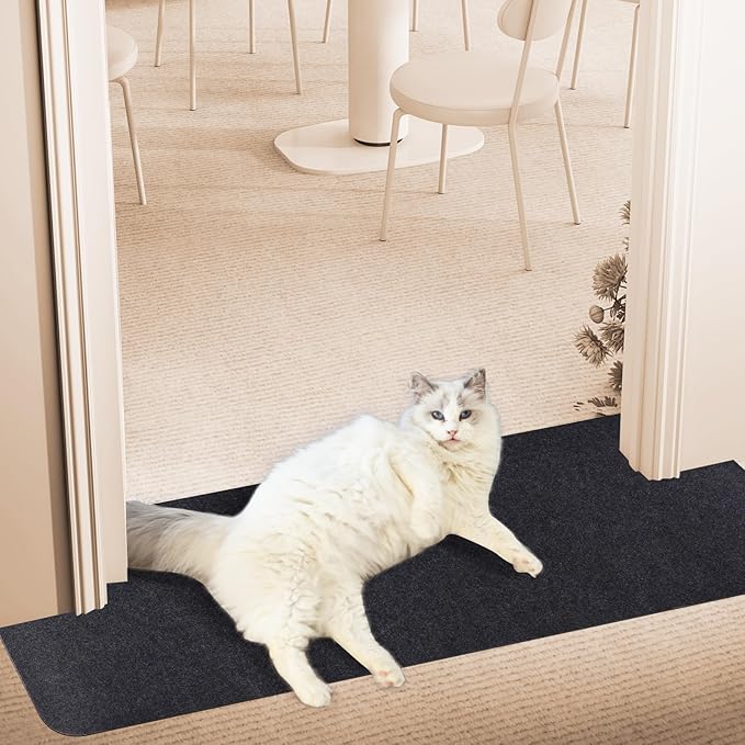 Carpet Protector for Pets Cat Carpet Protector for Doorway, Anti Scratch Under Door Cat Scratch Protector Mat, Felt Surface Easy to Cut Plastic Stopper (Grey, 3.6FT-Felt 1 Pack)