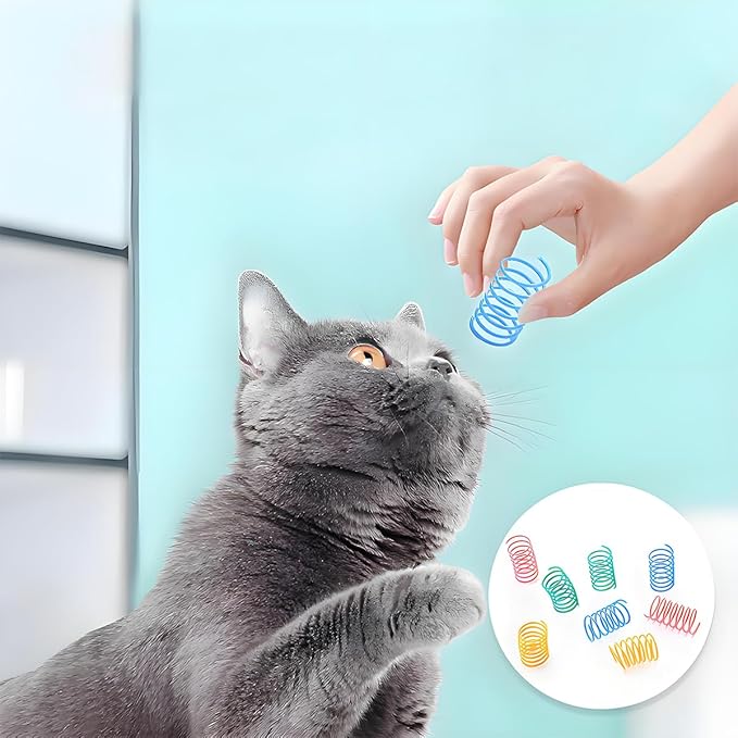 Cat Toys Spring - Interactive Cat Toy & Kitten Toys with Durable Plastic Coils for Swatting, Biting, Hunting - Keeps Cats Fit & Entertained (12Pcs)