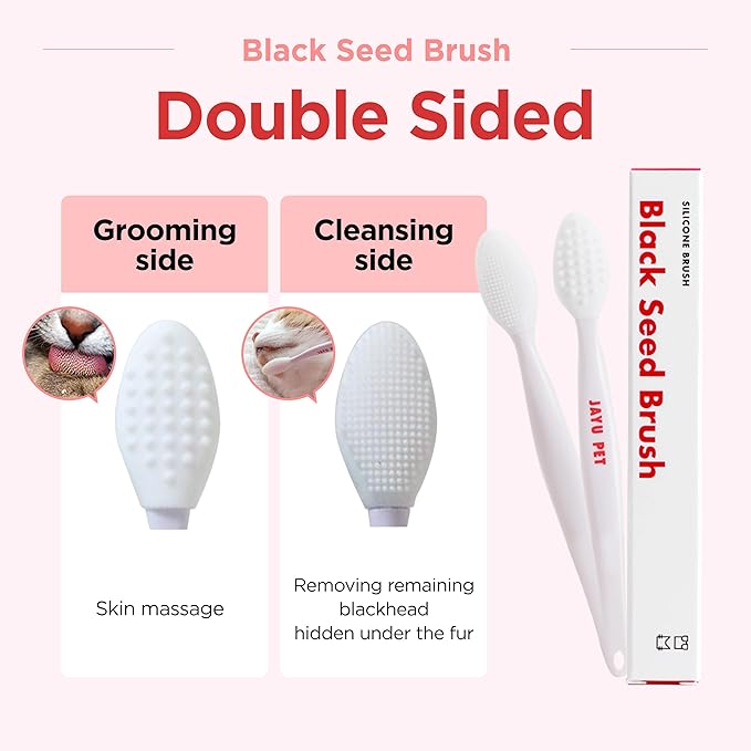 JAYU PET Black Seed Brush - Cat Grooming and Exfoliating Double-Sided Brush for Acne and Chin Treatment (3PCS)