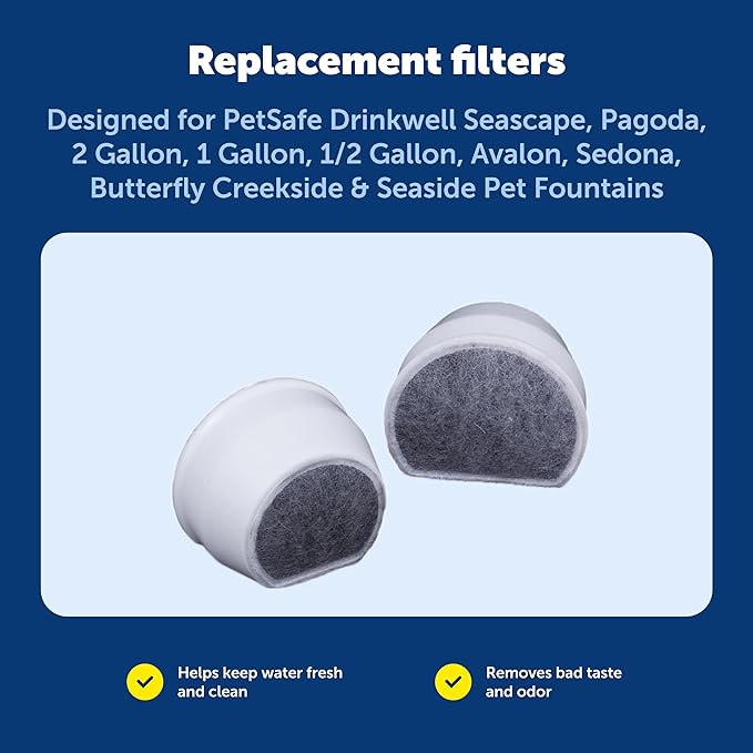 PetSafe Drinkwell Replacement Carbon Filters, Dog and Cat Ceramic Water Fountain Filters, 4-Pack