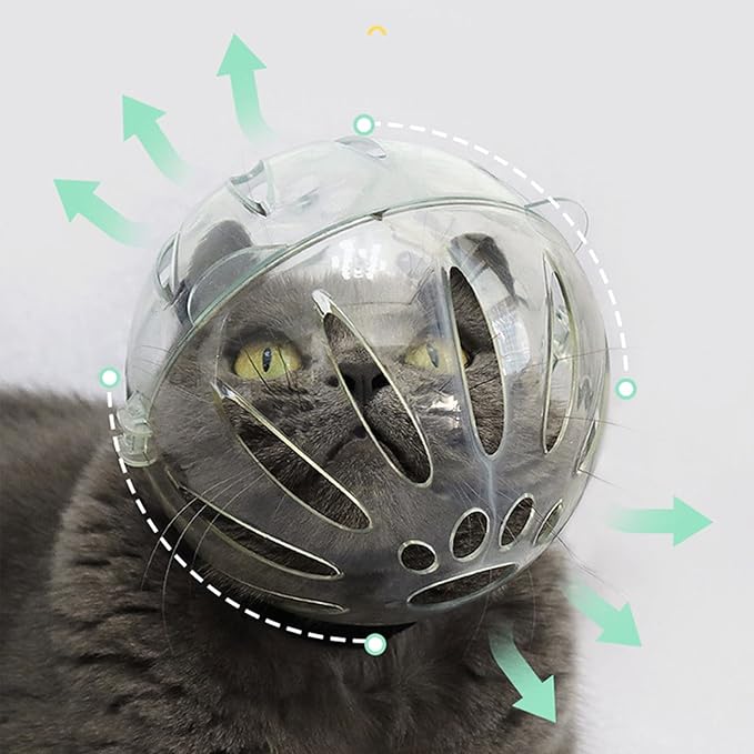 Muloo Pet Recovery Space Helmet Anti-Lick/Anti-Bite Cat Head-Cover Breathable- Helmet Cat Grooming Help Supplies Cat Headgear As The Picture Shown, Large