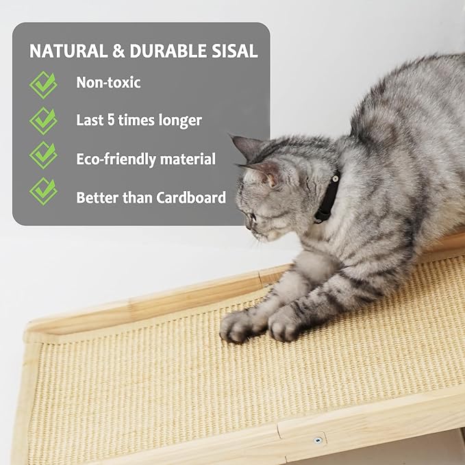 Cat Scratcher, Sisal Cat Scratching Ramp, L Shape Cat Scratcher for Indoor Cats, Durable Natural Sisal Cat Scratch Furniture Protector
