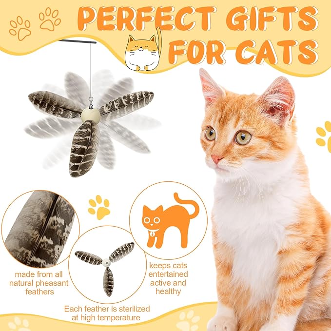 8 Pcs Cat Feather Propeller Refills Propeller Interactive Cat Toy Refills Kittens Toy Feather Replacement Wand Teasers Attachments for Kittens Wand (Stylish)