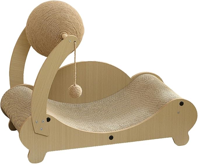Cat Scratching Bed - Pet Chair with Interactive Ball, Durable Scratch Lounger Sofa, Kitten Rest Play Furniture | Indoor Home Use for Small Medium Playing Sleeping Relaxing Indoor Home Furniture