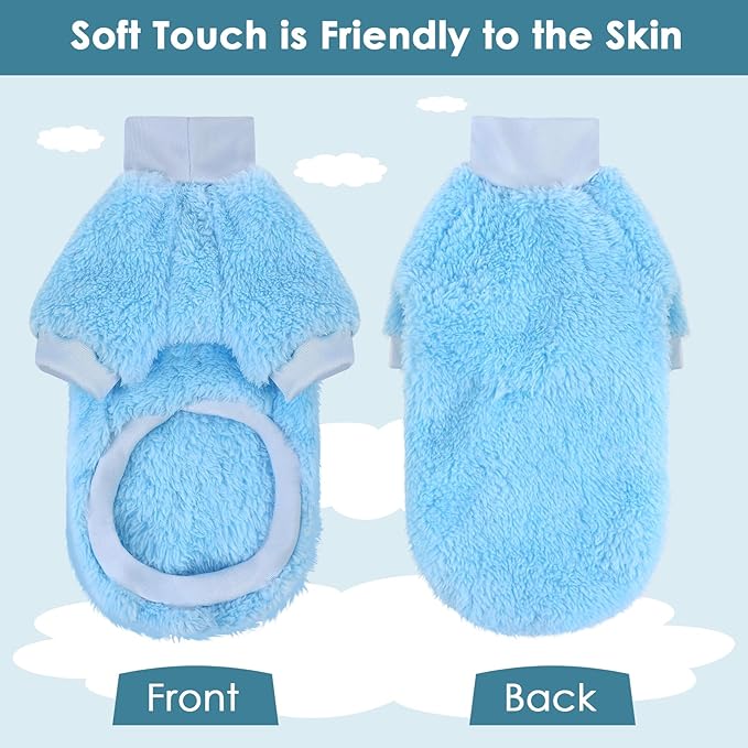 Sphynx Cat Sweater, Hairless Cats Turtleneck Pullover Kitten Sweaters for Cats Only, Warm and Soft Cat Pajamas Shirt with Sleeves Pet Winter Clothes Fleece Jumpsuit for Puppy, Blue M
