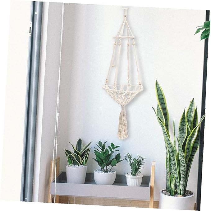 balacoo Macrame Cat Hammock Bed Handwoven Kitten Swing Comfortable Indoor Hanging Nest for Cats to 10 Lbs with 30cm Size Suitable for Home Pet Furniture