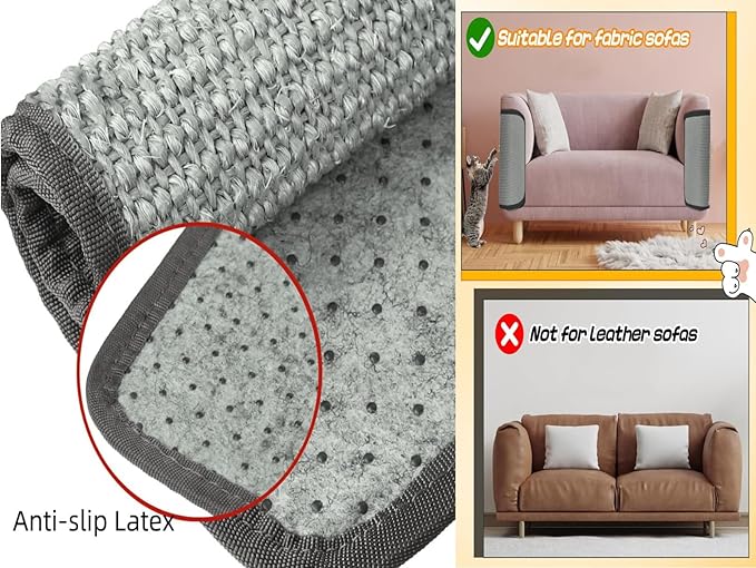 2 PCS Natural Sisal Cat Scratching Pads Cat Scratch Furniture Protectors Cat Scratcher Mats Sofa Bed Corner Protector Anti-Slip Cat Scratch Pads for Grinding Claw, Post Tree Ramp Cardboard Replacement