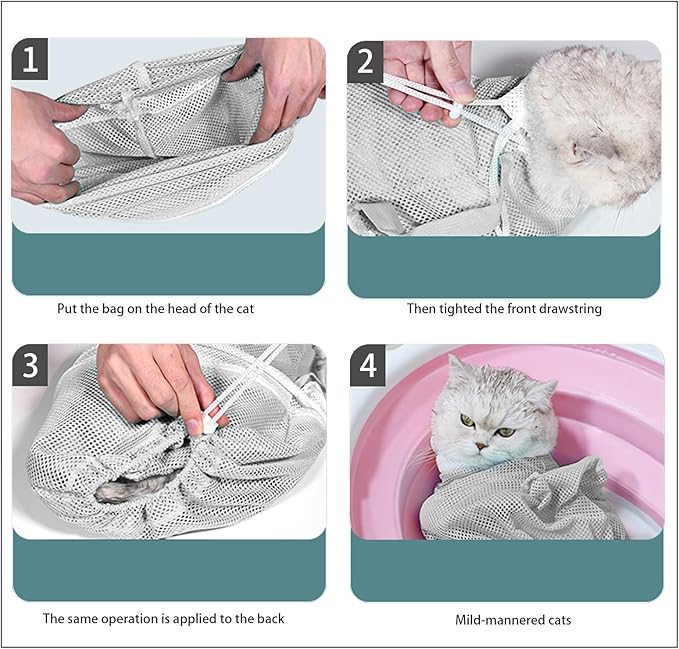 Anti-Scratch Silicone Cat Shoes, Adjustable Multifunctional Anti-Bite Shower Net, Cat Grooming Mesh Bag, Pet Medical Shoes