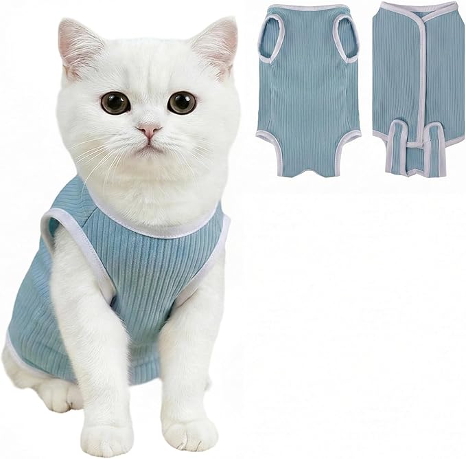 Coppthinktu Cat Recovery Suit Cat Onesie, Breathable Anti-Licking Cat Surgery Recovery Suit Female, Kitten Spay Recovery Suit for Cats After Surgery, Cats Surgical Body Suits for Abdominal Wounds