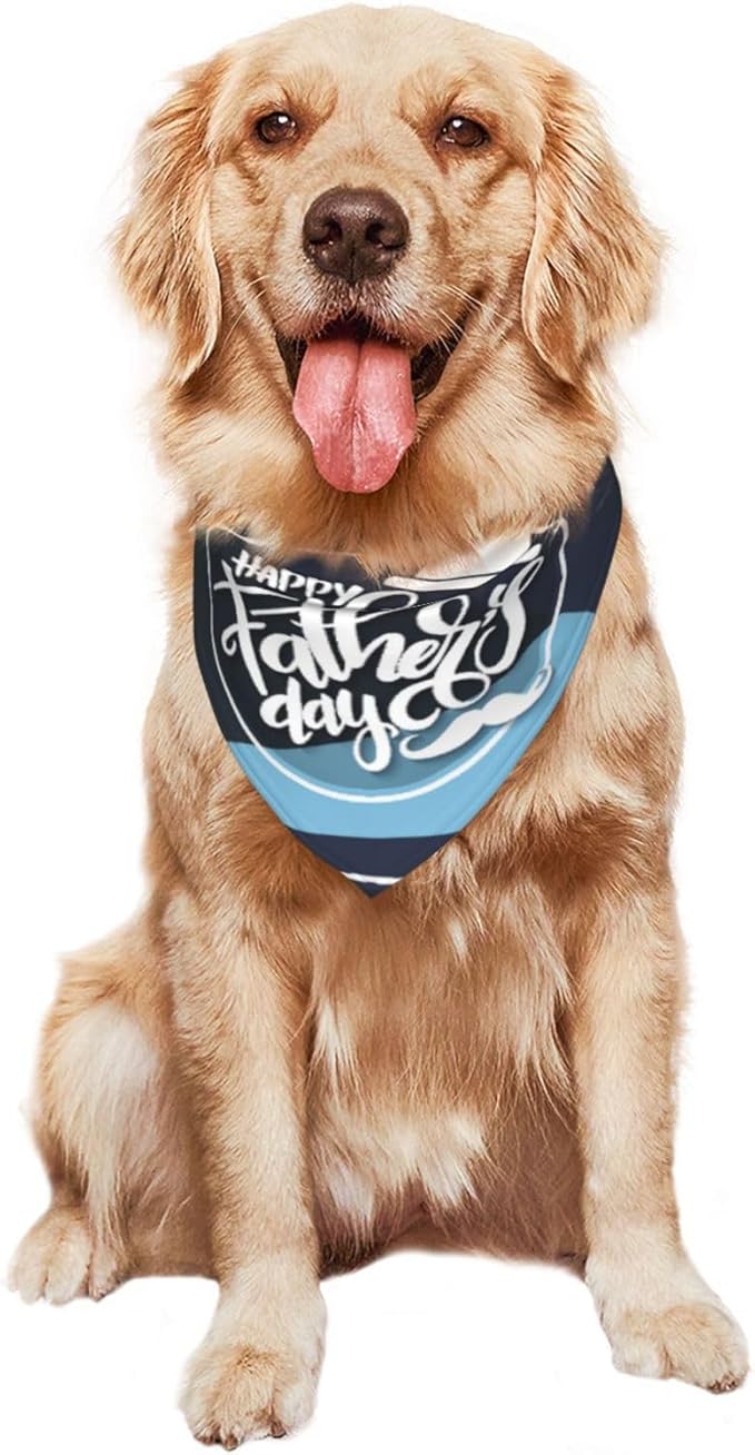 Happy Father's Day Dog Bandana Adjustable Reversible Triangle Dog Scarf Scarves Pet Bibs Costume Accessory Decor for Cats