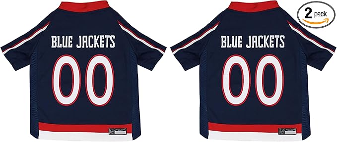 Pets First NHL Columbus Blue Jackets Jersey for Dogs & Cats, Medium. - Let Your Pet be a Real NHL Fan! (Pack of 2)