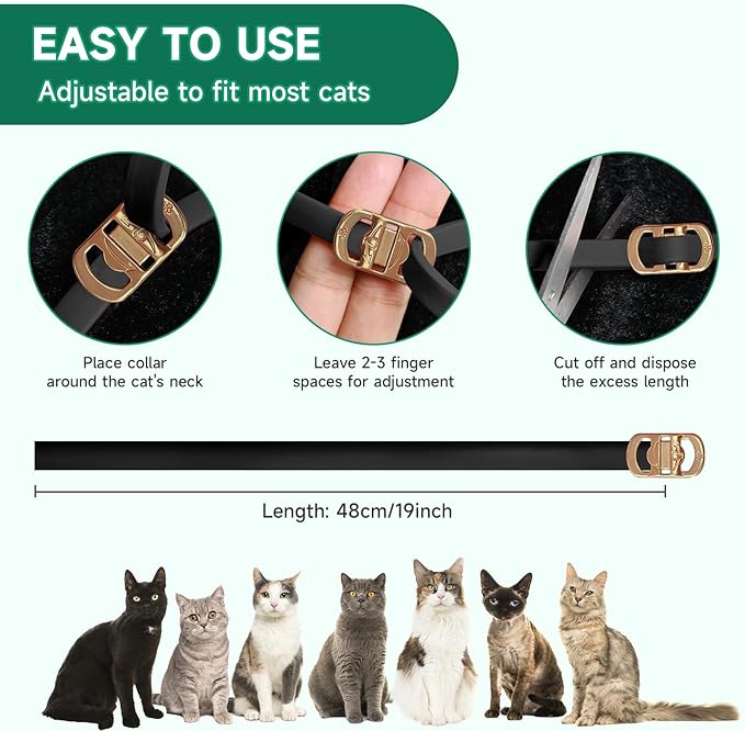 Woyamay 4 Pack Flea Collar for Cats, Cat Flea and Tick Treatment, 32-Month Flea and Tick Prevention for Cats, Waterproof Cat Flea Collar, Adjustable Cat Flea and Tick Collar for Cats Kittens, Black