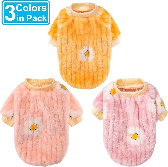 Dog Sweater, Dog Sweaters for Small Dogs, 2, 3 Pack Warm Soft Pet Clothes for Puppy, Medium Large Cat, Dogs Girl or Boy, Dog Shirt for Winter Christmas (Pink+Purple+Yellow, XX-Large)