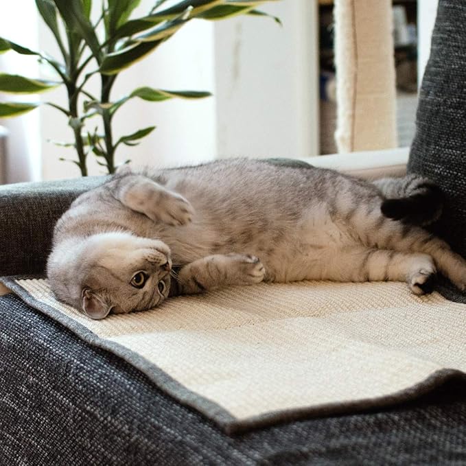 Navaris Cat Scratch Mat Sofa Protector - Natural Sisal Furniture Protector Scratching Pad for Cats - Scratch Carpet for Bed, Chair