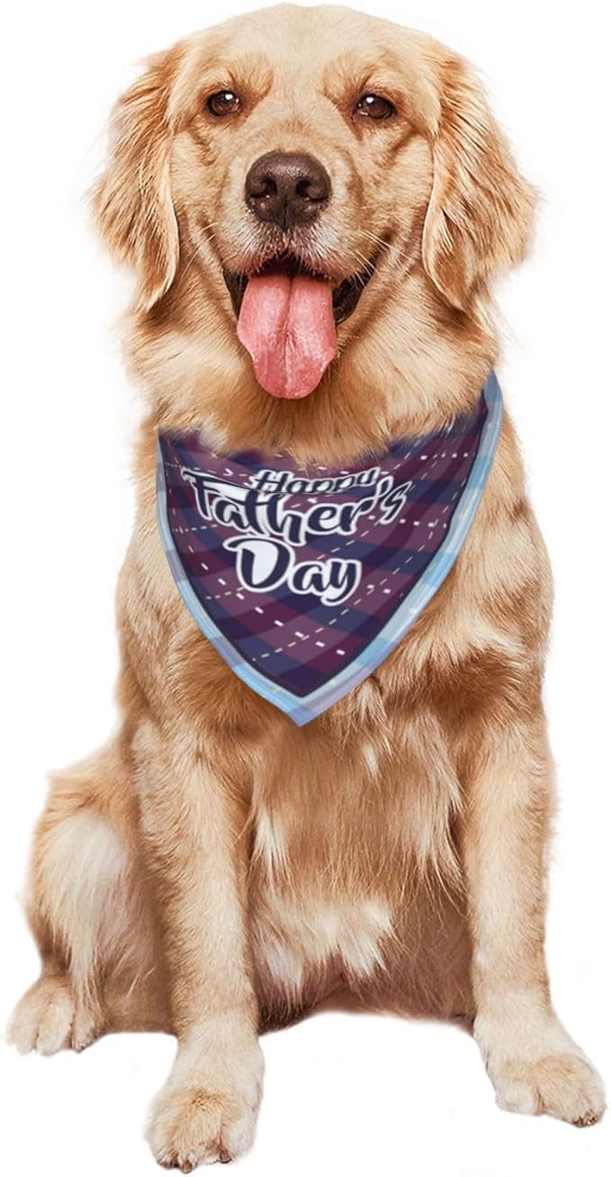 Happy Father's Day Dog Bandana Adjustable Reversible Triangle Dog Scarf Scarves Pet Bibs Costume Accessory Decor for Cats