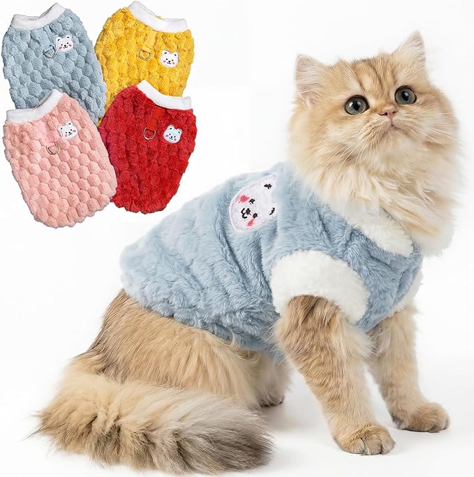Dog Sweater for Small Dogs Puppy Cats Winter Warm Soft Pet Clothes Pullover Cute Extra Small Dog Apparel, Cat Sweaters for Cats Only Fit Chihuahua Yorkie(Blue, S)