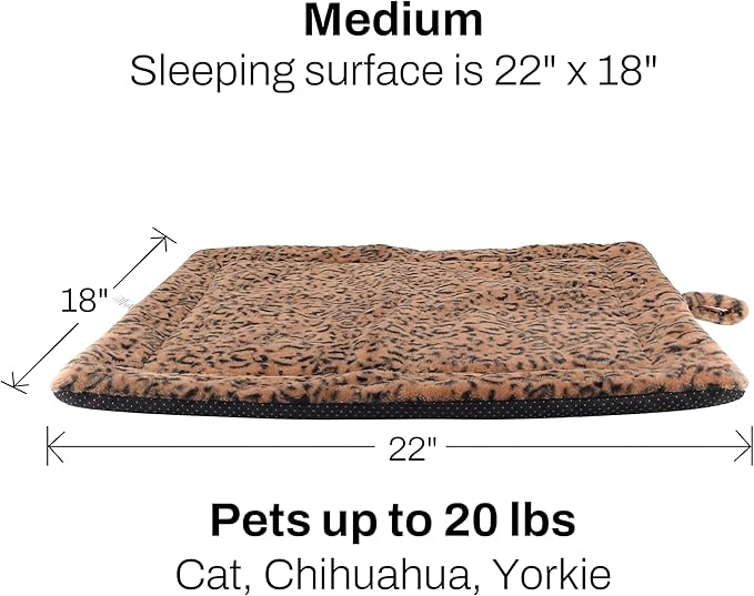 Self Warming Cat Pad for Cats and Small Dogs, Non Electric Thermal Pet Mat, Washable Soft Sleeping Mat with Non Slip Backing, Indoor & Sheltered Outdoor Use, 22 x 18 in, Brown/Black