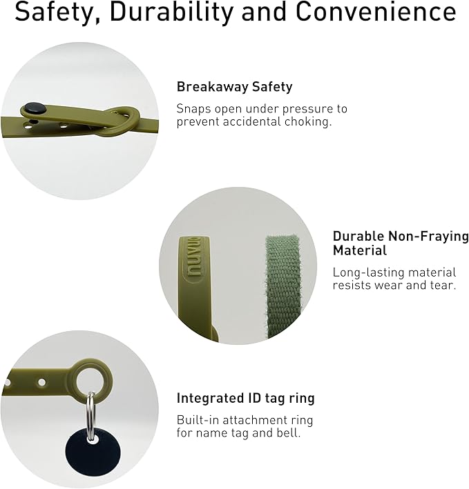 Airtag Silicone Cat Collar - Soft, Comfortable, and Lightweight Breakaway Collar with Air Tag GPS Tracker Holder for Outdoor Cats and Sensitive Skin Kittens by Nuvuq (6 ⅞" to 10 ¼", Green)