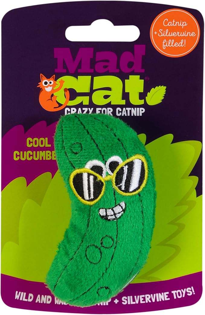 Mad Cat Cool Cucumber Catnip & Silvervine Plush Cat Toy, Pack of 1
