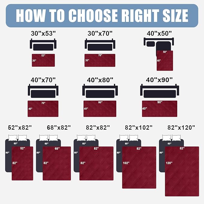 Smiry Waterproof Dog Bed Cover Blanket 52x82, Soft Reversible Pet Blanket, Washable Leakproof Cats Dogs Couch Cover for Sofa, Couch, Furniture, Wine Red/Beige