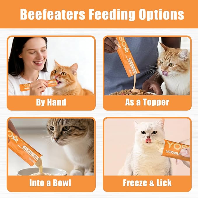 36tubes Lickable Cat Treats - Chicken Cat Puree Treats with Fish Oil, Vitamin E & Taurine - Grain Free Wet Squeeze Treats for Kittens & Senior Cats, Healthy Hydration Snack (Chicken Flavors)
