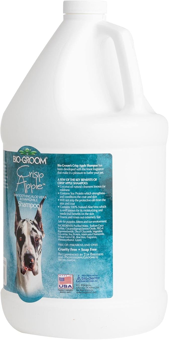 Bio-Groom Crisp Apple Dog Shampoo - Natural Scent Pet Shampoo, Aloe Vera, Chamomile, Cat & Dog Bathing Supplies, Puppy Wash, Cruelty-Free, Made in USA, Quick Rinse Cat Shampoo - 1 Gallon
