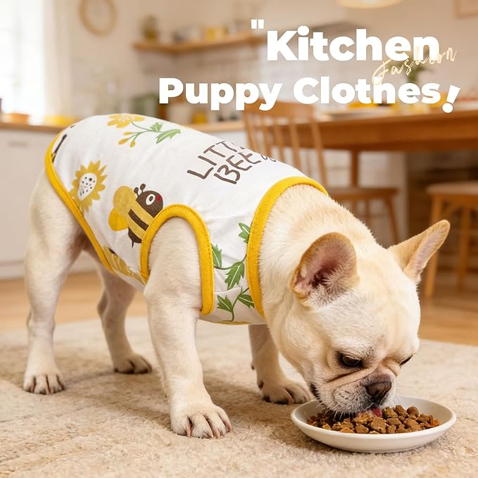 PETCARE Cartoon Dog Shirts for Small Dogs Cute Dog Clothes Yellow Bee Tshirt Soft Cotton Puppy Pajamas Breathable Sleeveless Pet Tank Top Spring Summer Dogs Clothes for Chihuahua Yorkie Shih Tzu
