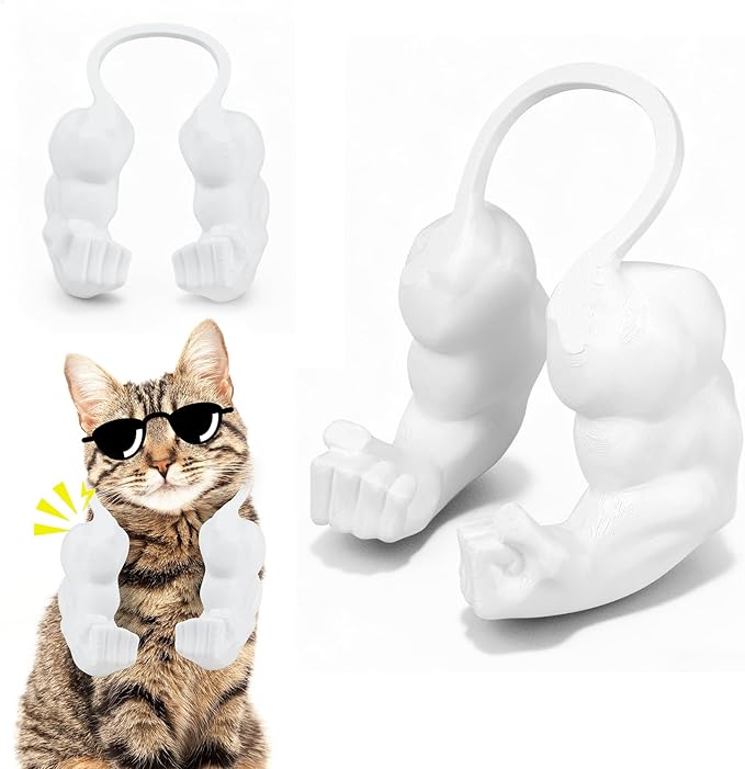 3D Printed Cat Muscle Arm(White),Funny Cat Muscle Arms,Creative Muscle Arms for Cats,Muscular Arms Outfit for Cats,Pet Cosplay Accessory for Birthday Party