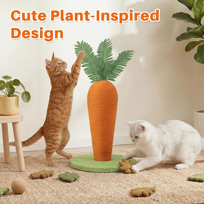 Carrot Shaped Cat Scratching Post – Perfect for Small Cats – Multi-Functional Toy for Scratching, Sleeping, and Play – Durable, Non-Toxic Material – Ideal for Kittens – Safe, Interactive Pet Fun