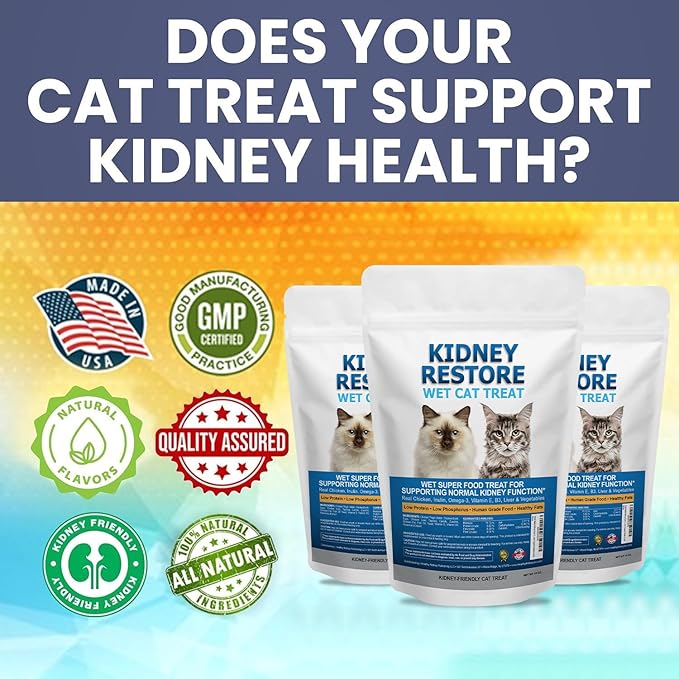 Fresh-Made Kidney Care Wet Cat Treat - Feline Kidney Support Renal Cat Treat - Low Phosphorus & Sodium Support for Cats - Best Feline Food, Feline Renal Support USA Made 16 Ounce