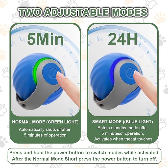 Speedy Cat Tail Toy 2.0,USB Rechargeable Smart Interactive Cat Ball,Automatic Moving Ball Toy for Indoor Cats, Replaceable Tail（2PCS）