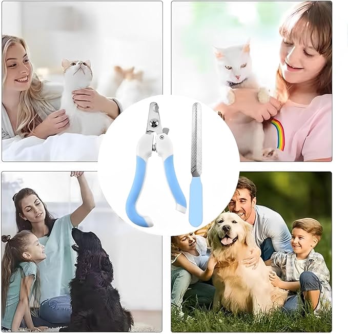 Cat Nail Clippers for Beginners and Groomers - Durable pet trimmer - Supplies with Safety Guard, Avoid Overcutting - Grooming Tool for Small Animals Tiny Dog Indoor Cat Bunny Rabbit Bird Kitten(Blue)