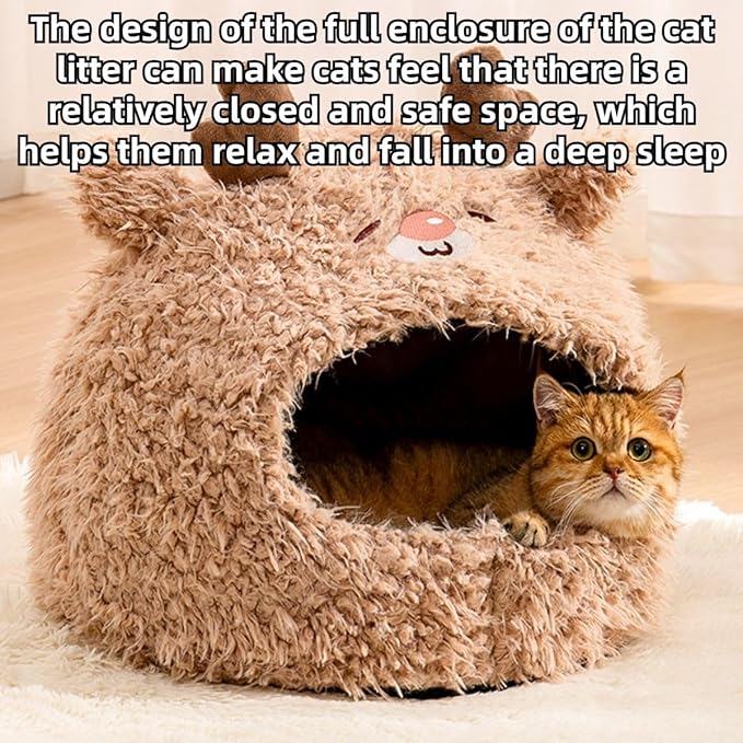 Animal Design Pet Bed Cat Dog Bed for Indoor Cats Pet Tent Cave with Removable Cushion Plush Half-Enclosed Warm House for Cats Small Dogs Kitten Puppy Sleeping (Rabbits,Small)