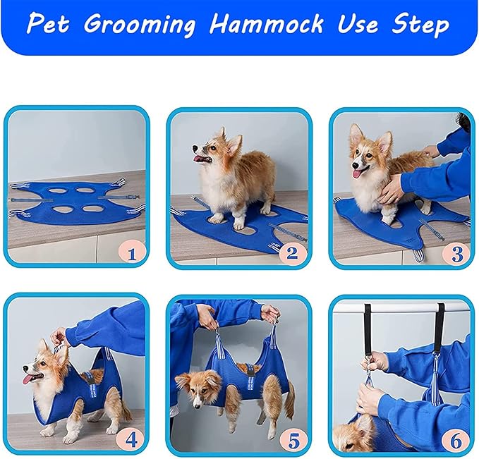 FEEGO Pet Grooming Hammock & Sling for Small Dogs & Cats - Trimming Nails & Ear/Eye Care, Harness for Grooming, Sling for Cats & Dogs