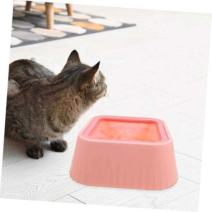 POPETPOP Cat and Dog Water Bowl No Spill Splash Floating Design Abs Material for Cats Small Dogs Puppy Water Bowl