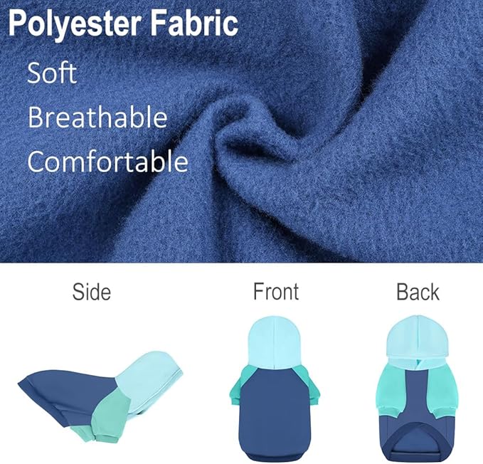 Fashionable Dog Hoodie – Soft & Warm Dog Sweater with Leash Hole,Pet Hooded Sweatshirt for Cats and Dogs with Broad Chests (e.g., French Bulldogs, Pitbulls) (Blue, Small)